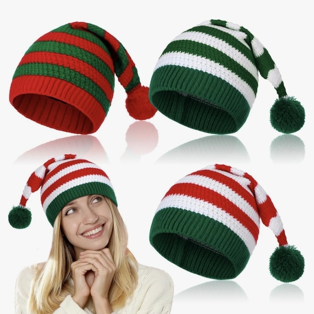 3pc Christmas Knitted Santa Hats NEW